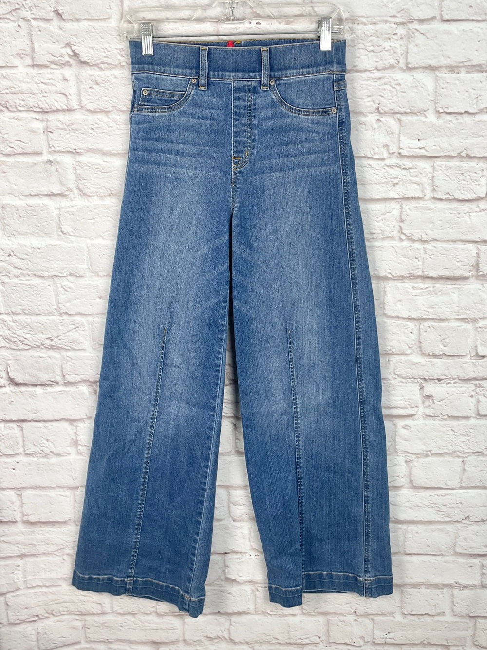Spanx Seamed Front Wide Leg Trouser Leg Jeans Size S